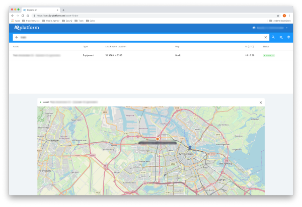Screenshot of the IQplatform Asset Finder